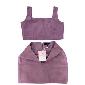 Blue Blush Purple Tweed Sleeveless Crop Tank Top